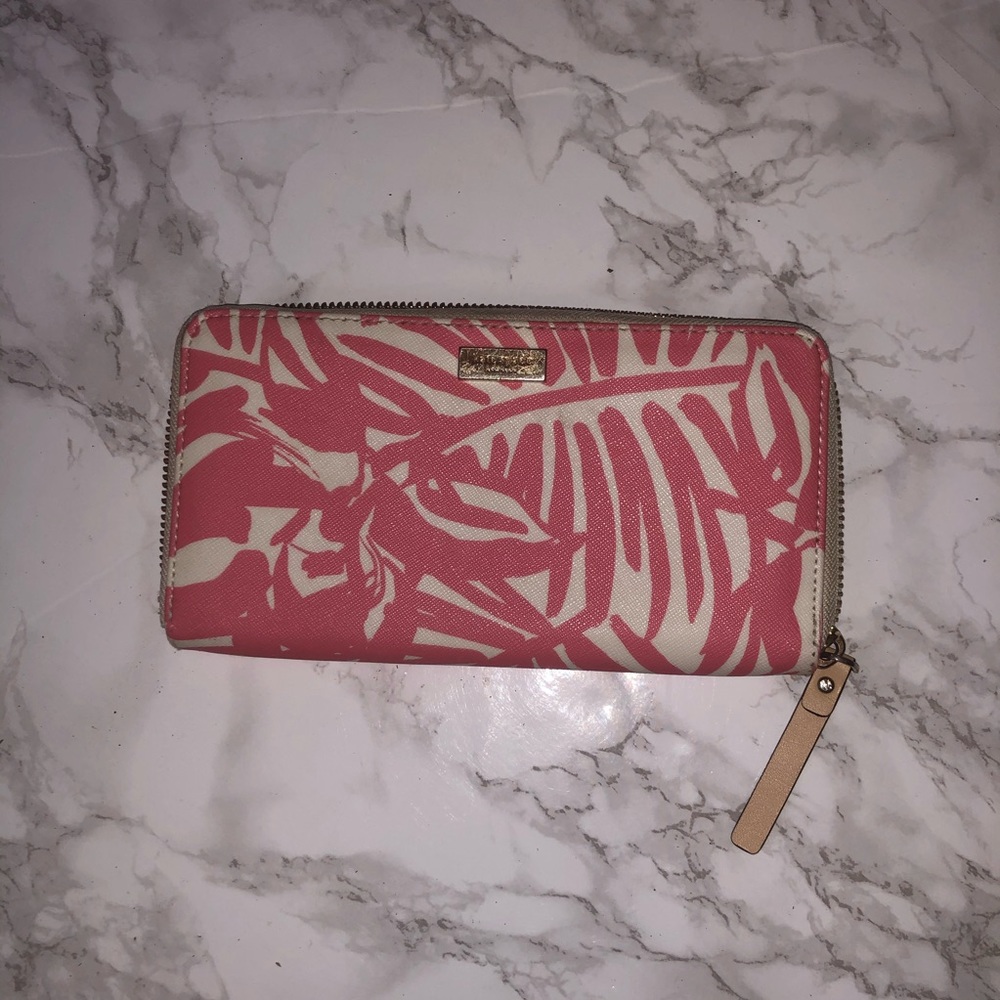 Kate Spade Pink Palm Leaf Print Neda Wallet